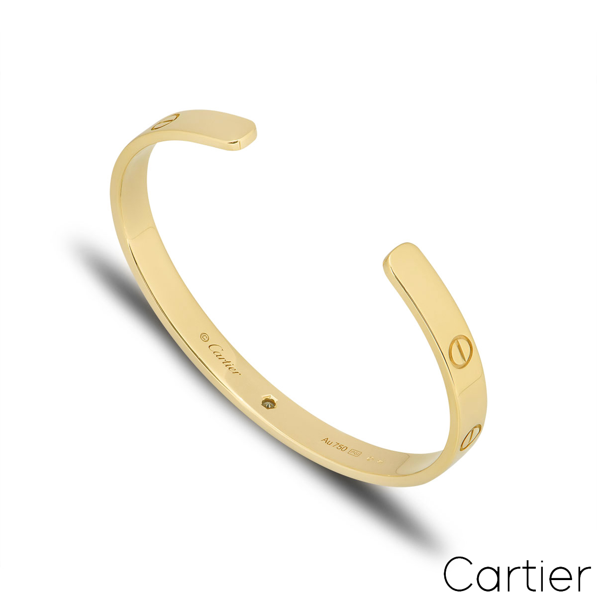 Cartier Yellow Gold Diamond Love Cuff Bracelet Size 17 B6029817 | Rich ...